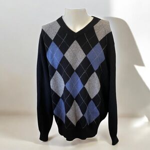 GIASONE 100% CASHMERE Heavy Argyle Sweater Size Large